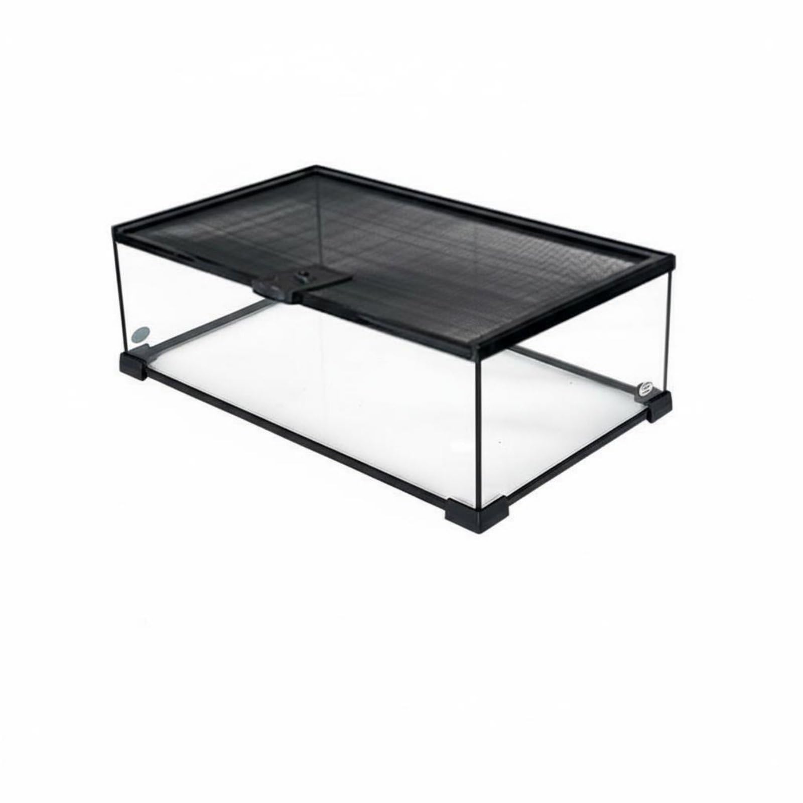 Colcolo Terrario para Reptiles Terrario Acuario Vivario Hábitat con Panorámica 360 Grados Tapa Deslizante con Malla y Ventilación y Lateral Apto para Observación Escritorio Oficina, 50-30-15cm