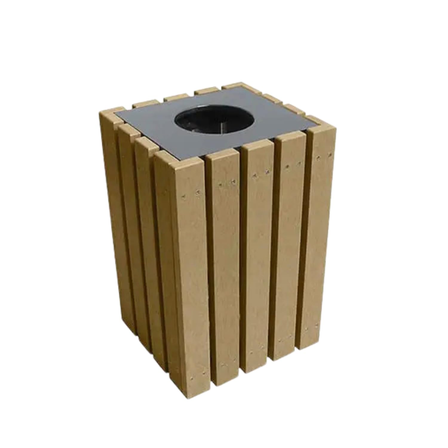 22 Gallon Weathered Wood Recycled Plastic Wood Outdoor Trash Can Receptacle Made of 100 Recycled HDPE for Parks