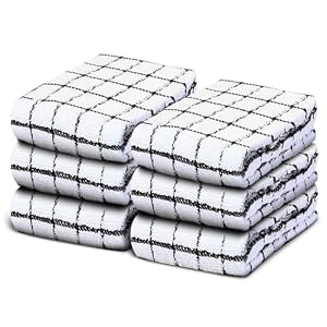 40×64 cm Cotton Tea Towels for Kitchen – Soft Dish Cloths, Lint-Free Cloths, and Kitchen Towels Set (Black, Pack of 6)