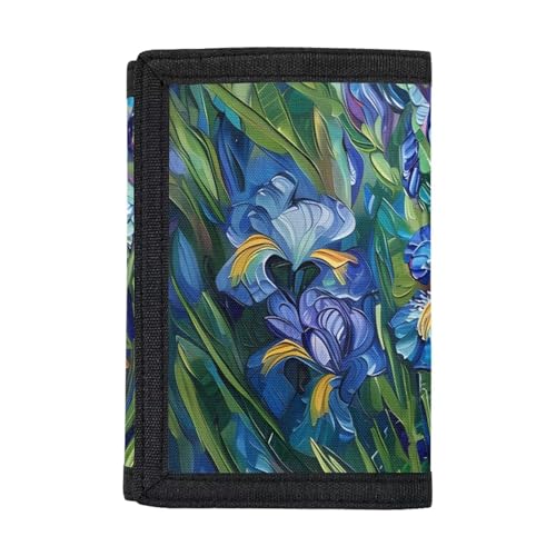 COEQINE Women Trifold Wallet With Orange Cats And Blue Iris Kawaii Cat Trifold Wallet Small Portable Travel Accessories3