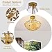 Wellmet Gold Semi Flush Mount Lighting, 3 Lights Metal Leaves Ceiling Light Fixture, Modern Chandelier for Hallway, Entryway, Foyer, Kitchen, Bedroom, Living Room, Dining Room