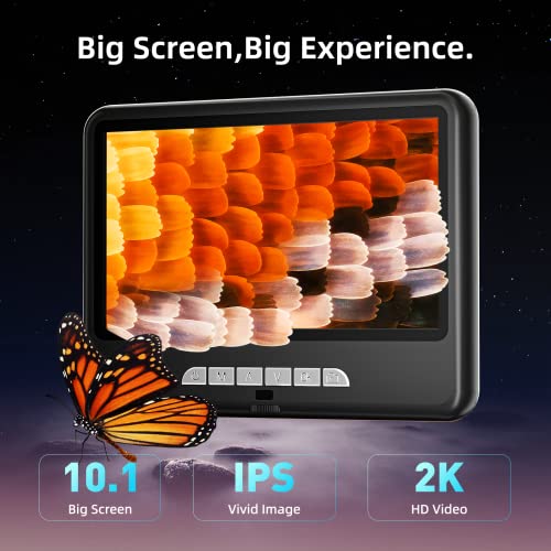 Tomlov Dm402 Pro 2K Digital Microscope 1200X, 10.1" 24Mp Hdmi Coin Microscope With Screen, Bottom Transmitted Light, Lcd Digital Soldering Microscope, 10" Stand, Pc/Tv Compatible, 32Gb #TOP1