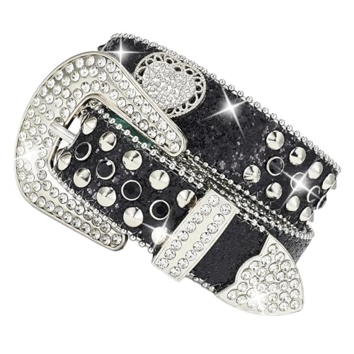 Punk for Pants Rhinestones Studded Belt for Jeans Street Dancing Belt Party Nightclub Waist Accessories4