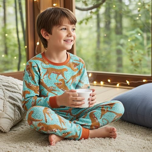 PATPAT Kids 3-Piece Pajama Set with Bamboo Viscose,Snug Fit Pjs for Boys and Girls,Comfort Sleepwear, Ages 2-12 Years3