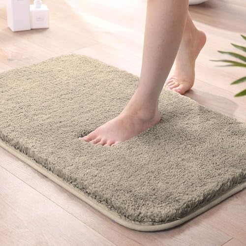 Image of Soft Absorbent Doormat for Home Entrance, Anti-Skid Washable Door Mat for Bathroom, Kitchen & Living Room, Quick Dry Floor Mat, Beige