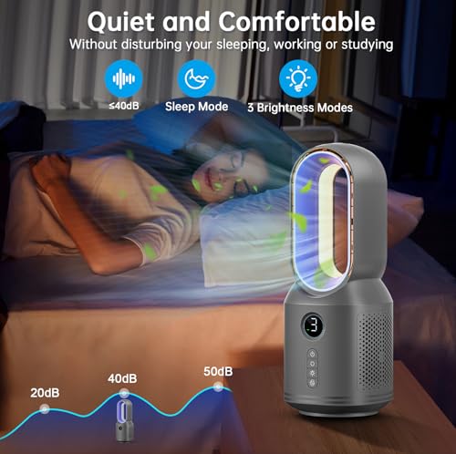 Konsiden Desk Fan, Portable Bladeless Fan 13 Inch Small Quiet Cooling Office Fan,106° Oscillation thumb #5