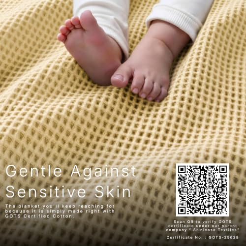 Image of GOTS Certified 90 inchX90 inch Queen 100% Organic Cotton Waffle Blanket-Parchment | Premium Waffle Blankets & Throws for Bed, Throw Blanket for Couch, Modern & Cozy Blanket, All Season, Comfy and Soft Blankets