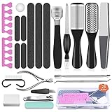 Adampark 23 in 1Pedicure Kit,Professional Pedicure Tools Set for Foot Clean Care,Nail Clippers Foot File Callus Remover Scraper Rasp Care Kits, Cuticle Care Kits for Women, Men, Salon,Home