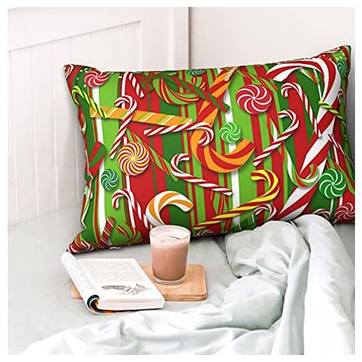 CBIUICLTD Jul söt tecknad polkagris örngott 50 x 76 cm, kuddöverdrag dragkedja, mjuk och mysig, rynkig, örngott standardstorlek 1 förpackning