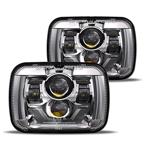 HWSTAR 2022 Upgraded 180W DOT 500% Bright Anti-glare H6054 5x7 7x6 Led Headlights,DRL Turn Signal Hi/Low Sealed Beam Compatible with Jeep Cherokee XJ Wrangler YJ Ford Chevy GMC Toyota Nissan etc Pair