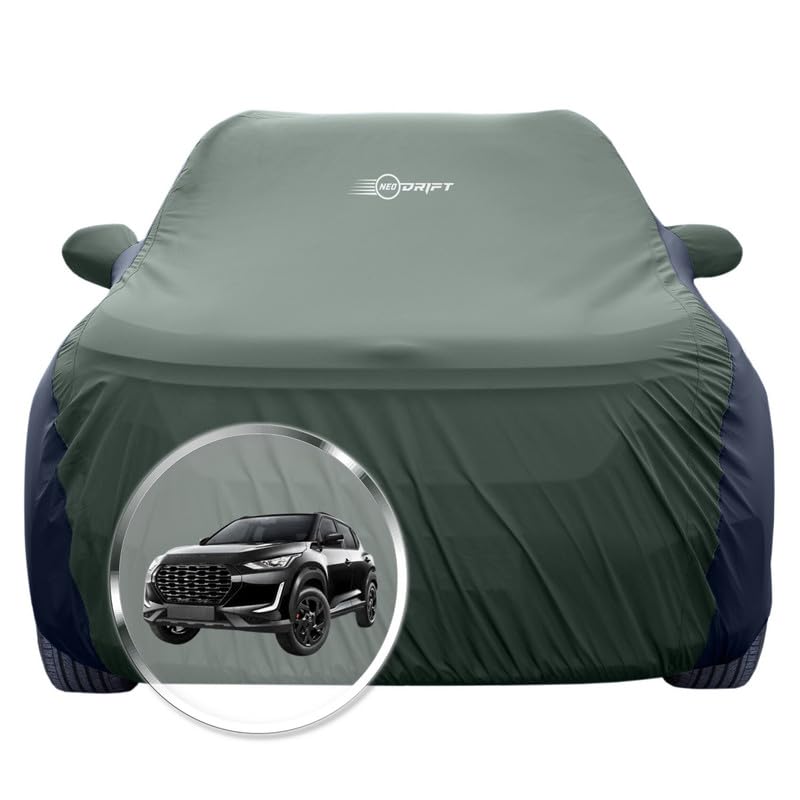 Image of NEODRIFT 'SuperTech' Car Cover for Nissan Magnite (100% Water-Resistant, All Weather Protection, Tailored Fit, Multi-Layered & Breathable Fabric) (Colour: L.Green+Black)