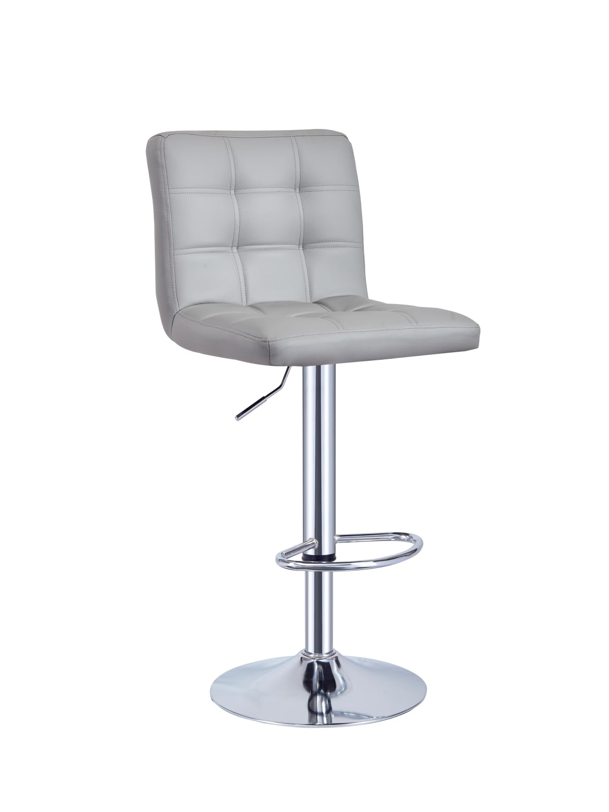 Panana Height Adjustable Cuban Bar Chairs Synthetic Leather 360° Swivel Kitchen Stool with Backrest and Footrest for Breakfast Bar, Counter, Kitchen and Home (Gray, One Stool)