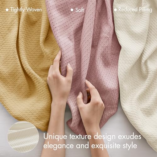 Image of Madison Park 100% Egyptian Cotton Twin Size Bed Blanket for Summer Ivory | Cozy Soft Breathable Durable, Waffle Weave Woven Casual, Lightweight Knit All Season Throw for Bed Couch or Sofa, OEKO TEX