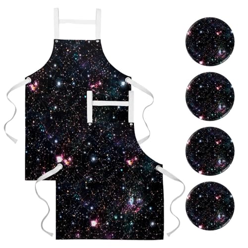 Tablier de cuisine anti-tache lot de 2 galaxie pour pâtisserie