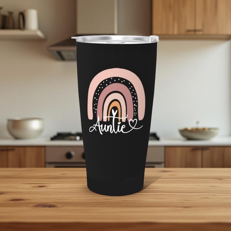 Auntie 20oz Stainless Steel Vacuum Insulated Tumbler with Lid - Leakproof Coffee Mug, Mothers Day Christmas Birthday Gifts for Women Grandma Mom Aunt (Black) - Image 5