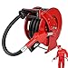Retractable Diesel Fuel Hose Reel - 1 inch x 33ft Spring Driven Auto Swivel Rewind Hose Holder Reel with Fueling Nozzle, 300 PSI Industrial Oil Hose Reel for Aircraft Ship Vehicle Tank Truck