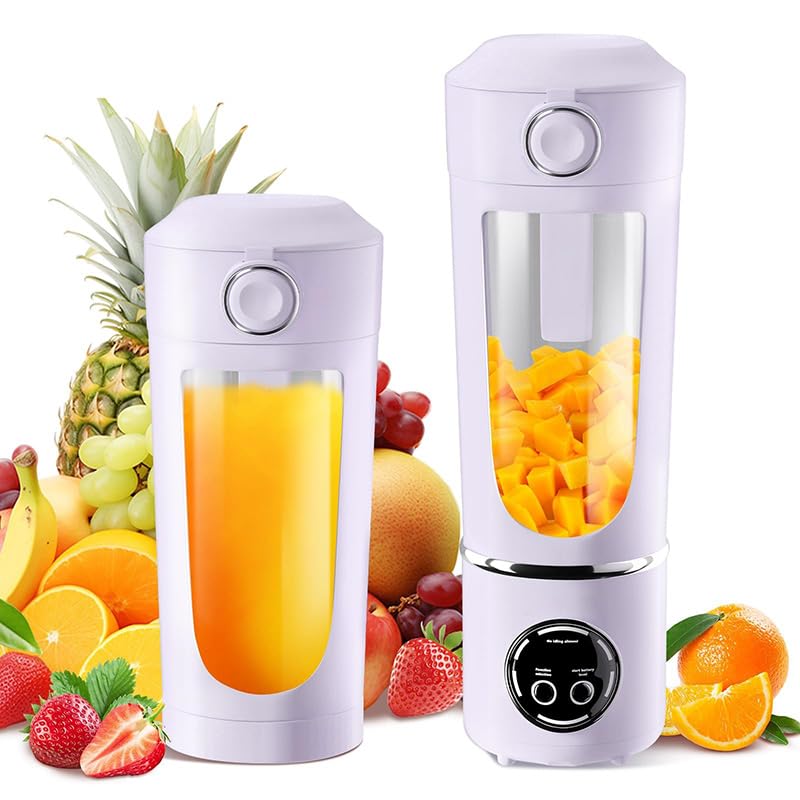 Licuadora portátil recargable por USB, 700 ml, 1500 mAh, trituradora de hielo de 12 cuchillas, pantalla LED, batidora compacta para frutas y aperitivos