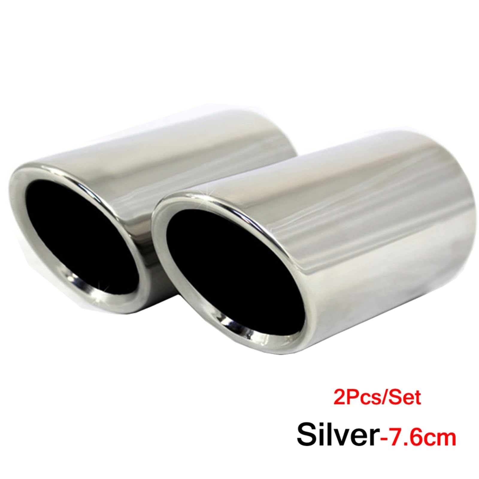 Embouts D'échappement Acier Inoxydable – Lot De 2 – Compatibles Audi A4 B8, VW Passat B7, Tiguan – Diamètre 7,6 Cm – Finition Miroir Argent