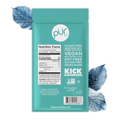 Image of PUR Gum | Aspartame Free Chewing Gum | 100% Xylitol | Natural Wintergreen Flavored Gum, 55 Pieces (Pack of 12)