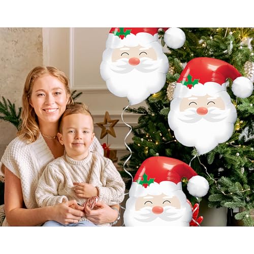 Image of Santa Claus Balloons - Christmas Foil Balloons for New Year Party Decoration, 3Pcs