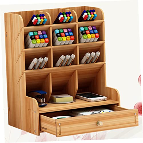 Porte-stylo multifonction STOBOK en bois avec plusieurs compartiments modulables - 7