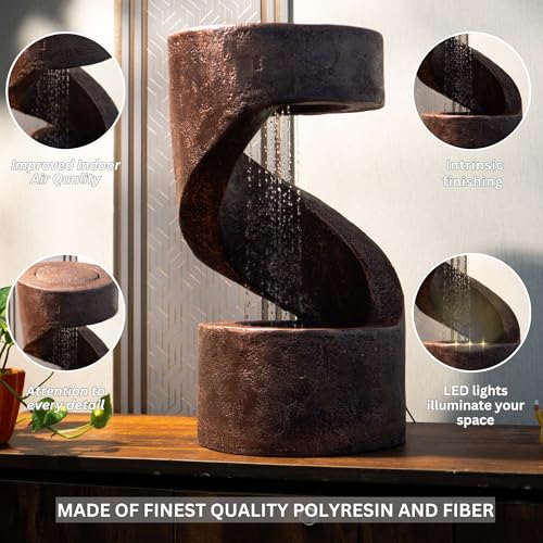 Image of EXPLEASIA Spiral Table Desk-Top Indoor Fountain Water Fountain for Garden Water Fountain for Home vastu Fountain for Home Decor Waterfall (31 x 31 x 59 cm)