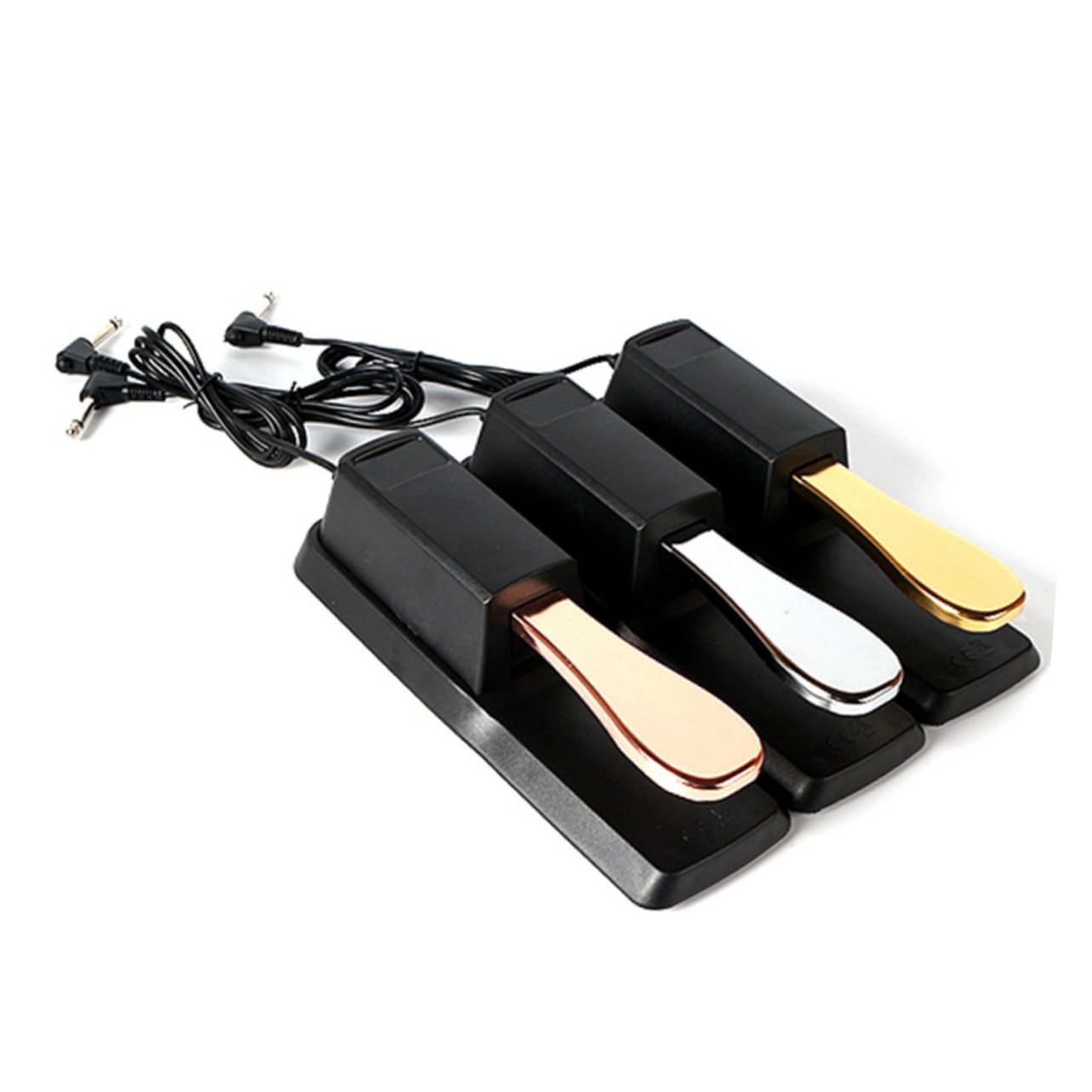 Pedal de Sostenido de Piano para Teclado Electrónico, ABS y Metal Dorado | Compatible Piano Eléctrico y Teclado, Accesorio de Pie para Sostenido, Sonido Suave y Respuesta Estable