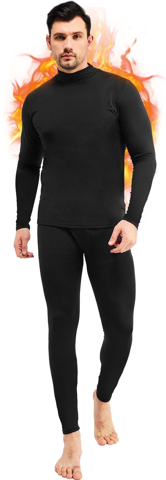 shefulMen's Thermal Underwear Sets L XL, Top & Long Johns Fleece Sweat Quick Drying Thermo Base Layer Ski Thermal Underwear Set Fleece Lined Quick Dry Base Layer for Men