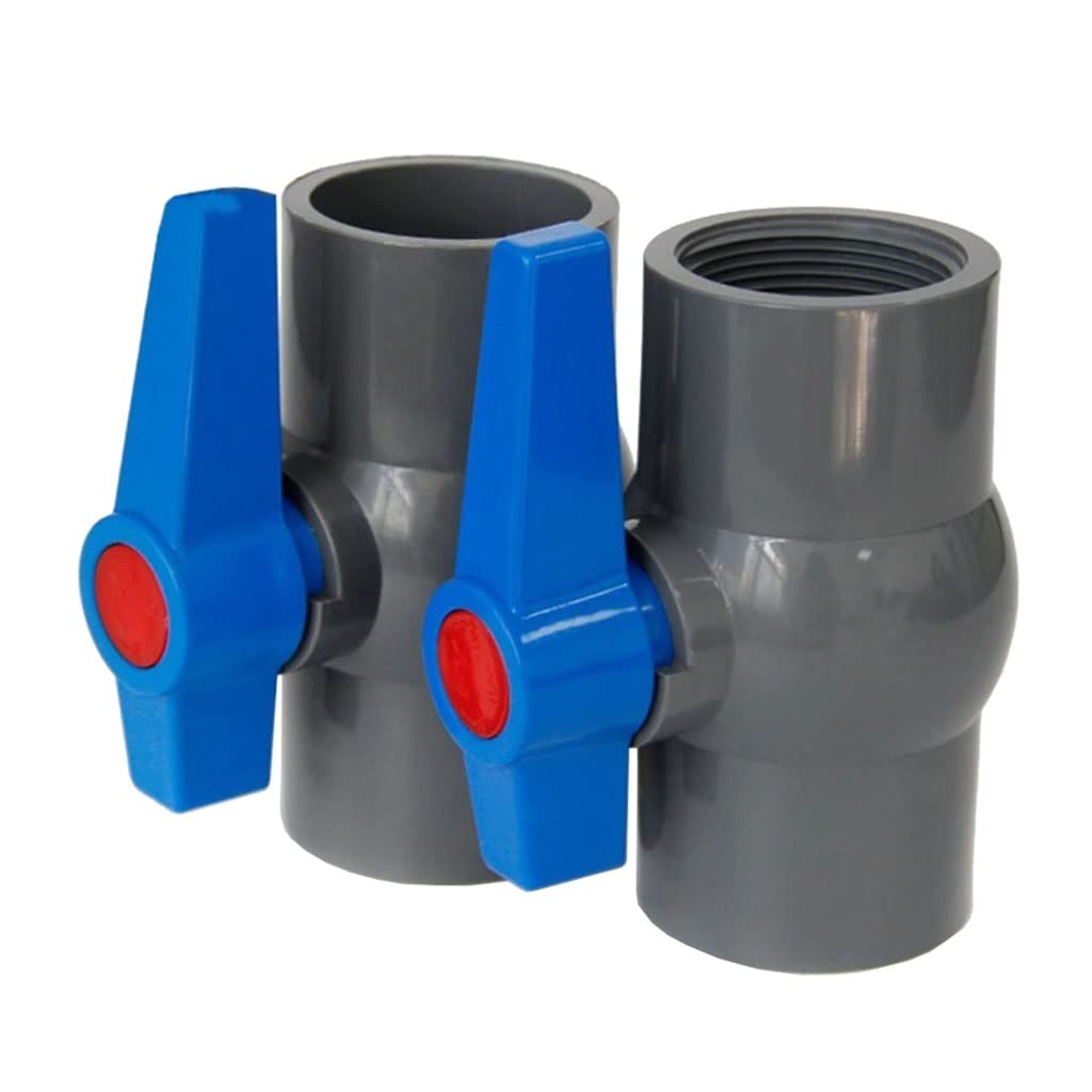 Plastikowy zawór kulowy, 2 szt. Zawór kulowy z PCV, gwintowany prosty zawór sterujący, gniazdowy zawór regulacyjny przełącznika wody(50mm Socketgray)