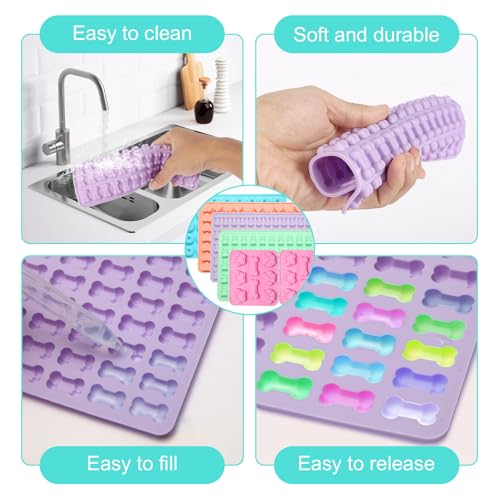 Luxoraiova Backmatte Hundekekse, 4 Stück Backmatten für Hundeleckerlies Set, Silikon Backform Hundekekse für DIY Hundekekse, Schokolade, Süßigkeiten, Kekse, BPA-frei
