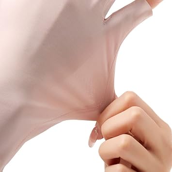 Womens Sunblock Gloves Cool Ice Silk UV-Protection Driving Gloves Half Finger Summer Outdoor Gloves