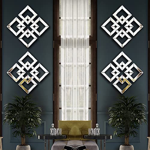 Qmdecor 2 Pack Silver Mirrored Wall Decor 12.2X12.2” Decorative Mirror Modern Fashion Diy Wall-Mounted Mirrors Square Gorgeous Glam Accent Decor Mirror Vintage Decor Chic Mirror For Room Home Decor #TOP2