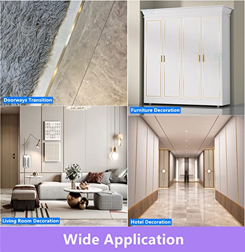 10 Pcs Aluminium Alloy T Molding Floor Transition Strip 48" Long Doorway Edge Trim For Wood,Tile,Vinyl,Laminate Floors Bridges The Gap (Gold, 0.77"(19.5Mm) Wide) #TOP5