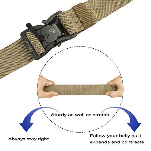JUKMO Tactical Belt, Military Rigger 1.5‘’ Nylon Web Duty Work Belt with Magnetic Quick Release Buckle (Coyote, Large)