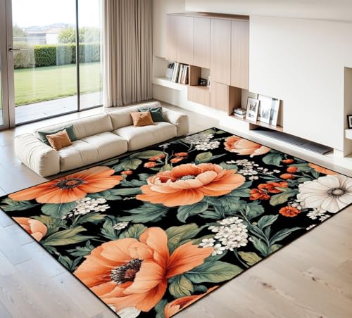 8x10 Area Rugs for Living Room Vintage Floral Large Peony