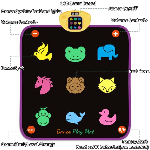 Light Up Dance Mat Toys For 3-12 Year Old Kids, Small Animal Dance Pad Game With 5 Gaming Modes, Electronic Music Dance Mat Toy With Led Lights, Ideas Birthday Gifts For Age 6 7 8 9 10+ Year Old Girl #TOP3