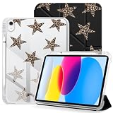 VibrantFruitique for iPad Pro 11"(M5)2025 6th Gen/(M4)2024 5th Gen 2-in-1 Detachable Clear Back Y2k Leopard Star Case,Y-Shaped/Trifold Stand & Auto Sleep/Wake-up & Pencil Holder Cover for Girls Women