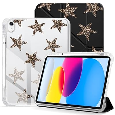 VibrantFruitique for iPad Pro 11"(M5)2025 6th Gen/(M4)2024 5th Gen 2-in-1 Detachable Clear Back Y2k Leopard Star Case,Y-Shaped/Trifold Stand & Auto Sleep/Wake-up & Pencil Holder Cover for Girls Women
