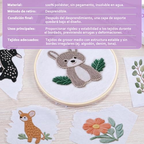 Miniatura 3 de Siumir Estabilizadores De Bordar 12 X50yd Desgarrable , 50gm, Papel Para Bordar Bordado, Cortado En Tamaños Variables Para Coser Y Bordar A Máquina Y A Mano