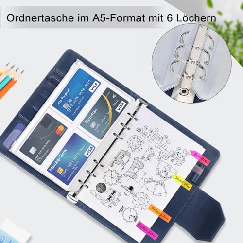 AQTAQ A5 Papier Nachfüllpapier Set 6-Loch A5 Nachfüllbare Haftnotizen 100 Blatt/200 Seiten Farbige Trennblätter Farbige Haftnotizen Lineal Umschlagtasche Für 6-Ring-Binder Tagebuch Notizbücher
