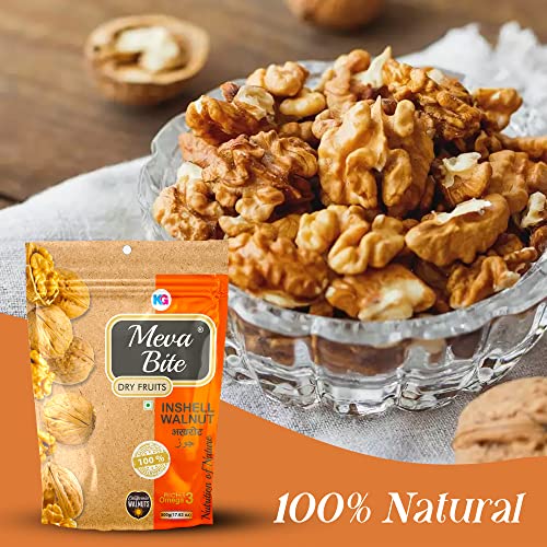 Image of MEVABITE Organic Walnuts In-Shell | 100% Pure Organic and Gluten Free Walnuts | Rich in Omega3 Fatty Acid, Proteins, Nutrients, Fiber & Vitamins (California Walnuts, 500 Grams)