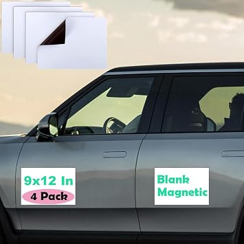 2 Pack A4 Size 8.3 x11.7 Blank Car Magnet, Magnetic Signs for Vehicles with 50 Mils, White Magnetic Sheets for Car to DIY Advertise Business and Cover Company Logo, Personalized Vehicle Magnets