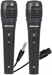 Kit 2 Microfone Dinâmico Profissional Com Cabo 5 Metros P10 para Karaokê Caixa de Som e Instrumentos