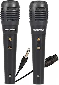 Kit 2 Microfone Dinâmico Profissional Com Cabo 5 Metros P10 para Karaokê Caixa de Som e Instrumentos