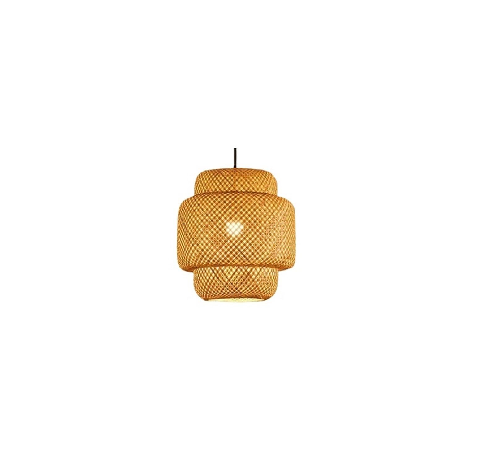 Rattan Lampshade Lantern Pendant Lamp Natural Rattan Wicker Chandeliers Hand-Woven Lampshades(Style-02)