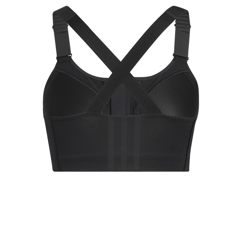 adidas Damski biustonosz treningowy z wysokim wsparciem i zamkiem błyskawicznym z przodu, czarny/biały, 70D