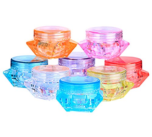 50Pcs 5ml Empty Refillable Plastic Cosmetic Sample Containers with Screw Cap Square Diamond Shape Jar Pot for Eye Shadow Cream Nail Powder
