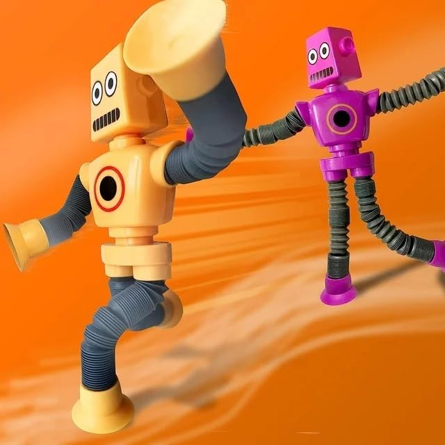 HARKASH Giraffe with Robot Men It's New Bendable Telescopic Shape Changing Tubes Sensory Toys Pop Creative Suction Strees Relif Toy for Children Toddler - Multicolor (4 Robot)