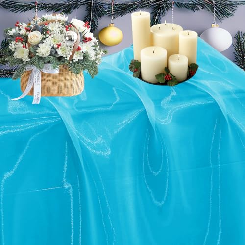 Image of mds Pack of 10 Yard Bridal Solid Sheer Organza Fabric Bolt for Wedding Dress,Fashion, Crafts, Decorations Silky Shiny Organza 44aa‚¬A- Turquoise