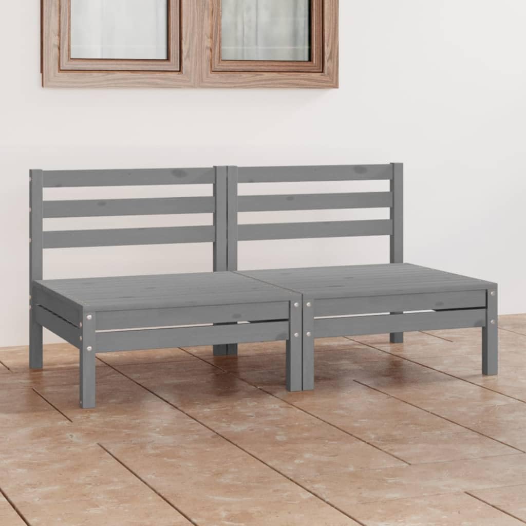 Divano da Giardino 2 Posti in Legno Massello di Pino Grigio